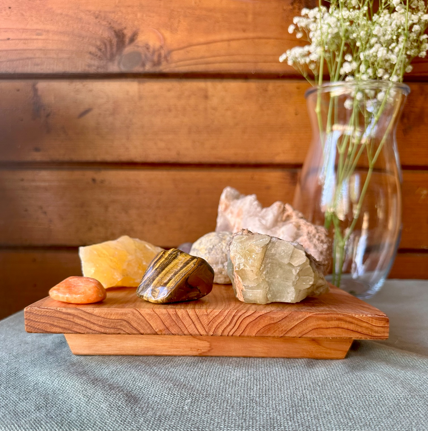 Cedar wood riser: wood display stand, plant stand, bonsai stand