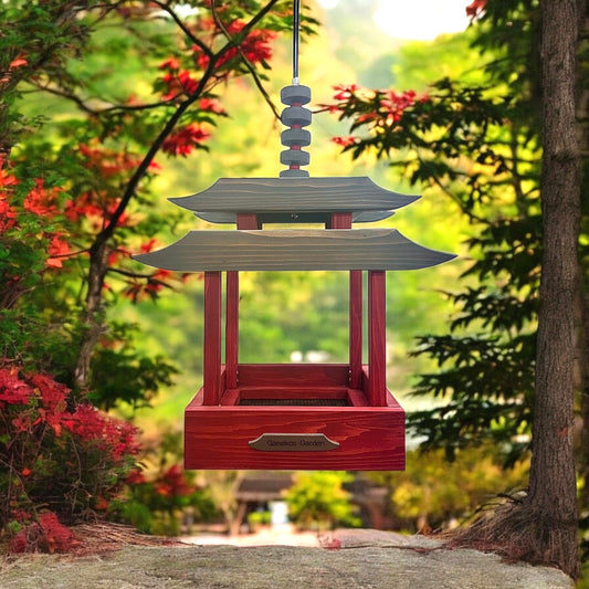 Asian pagoda style bird feeder