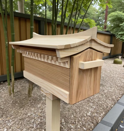 Pagoda Mailbox-cedar Asian style pagoda mailbox